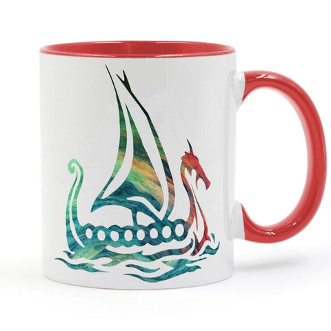 Vikingaskepp Röd Kaffemugg