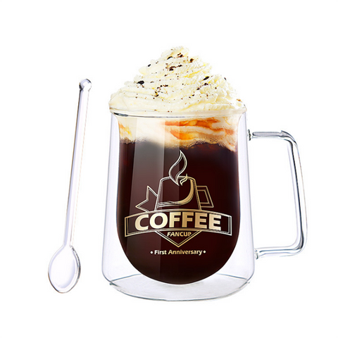 Kaffemugg Glas Sked